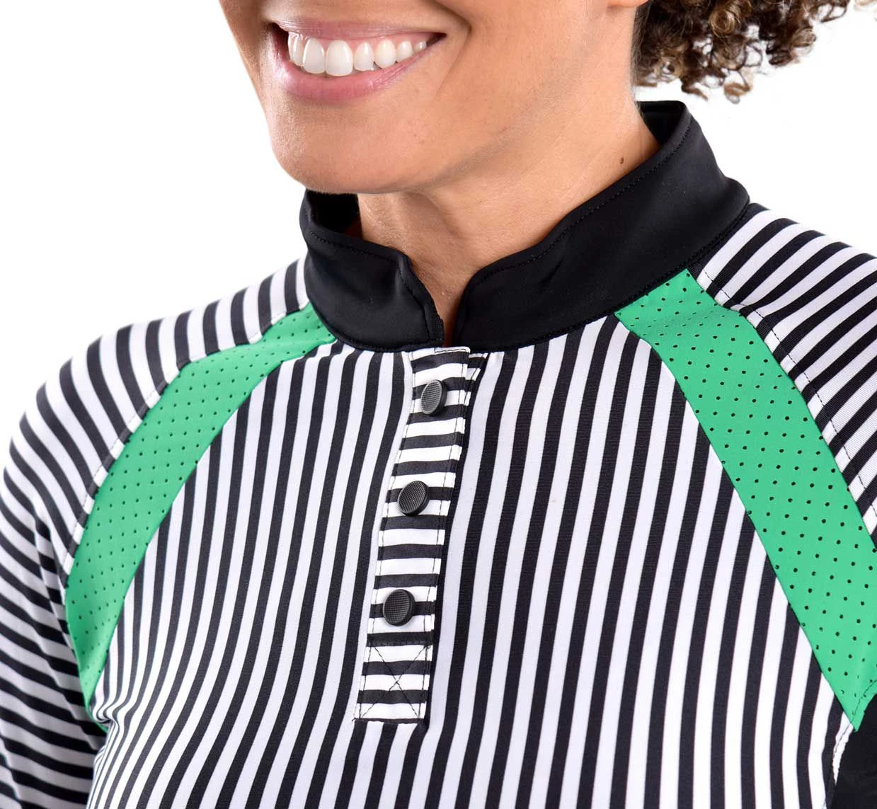 SwingDish Women's Abby Stripe Long Sleeve Golf Top Black/white Stripe 6 SwingDish Women's Abby Stripe Long Sleeve Golf Top Black/white Stripe - Image 4
