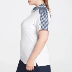 Lady Hagen Women's Printed Block Short Sleeve Golf Polo Sparklers White/dark Navy -Golf Apparel Shop unnamed file 642