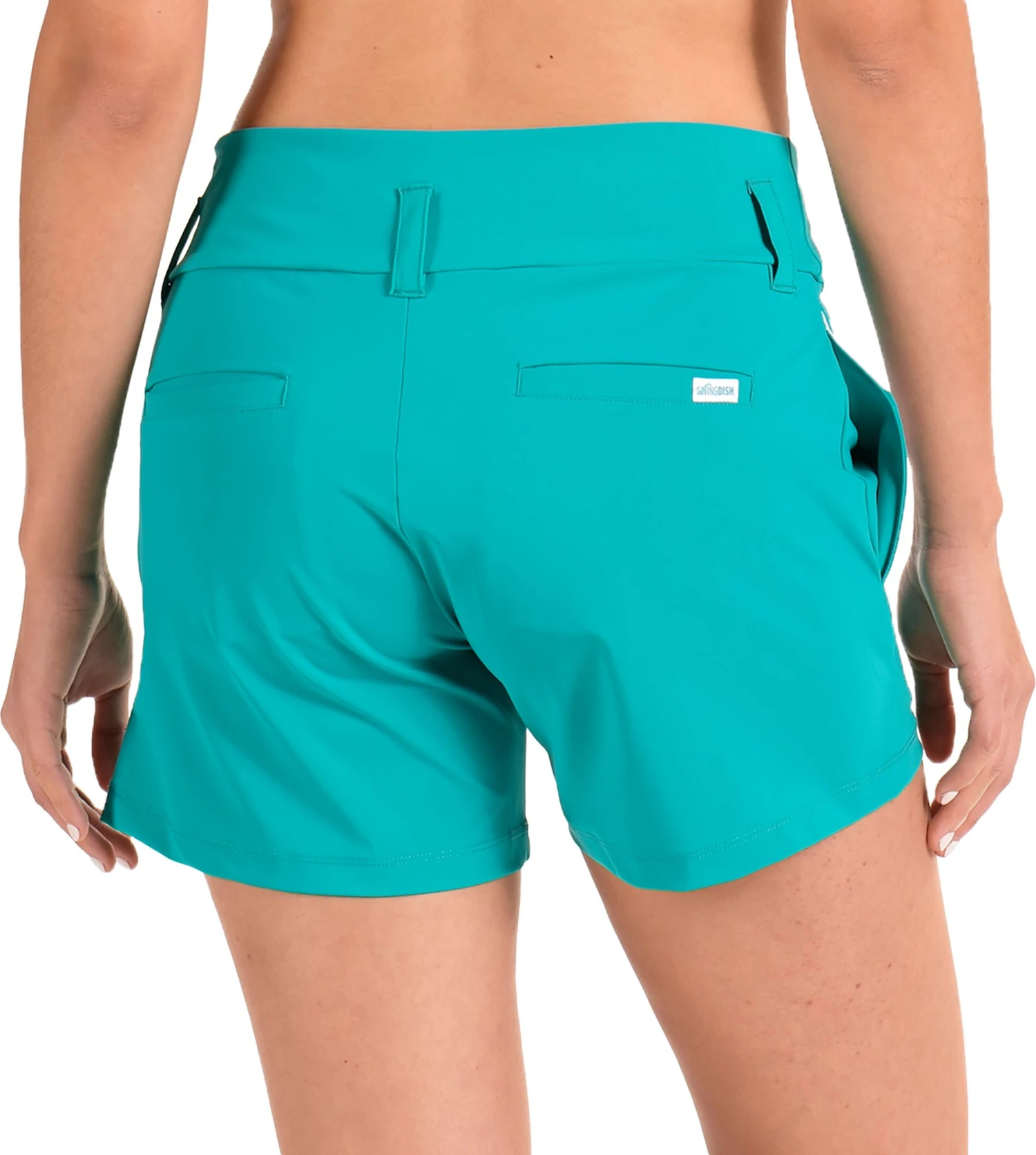SwingDish SwishDish Women's Charlotte Teal Golf Shorts 4 SwingDish SwishDish Women's Charlotte Teal Golf Shorts - Image 2