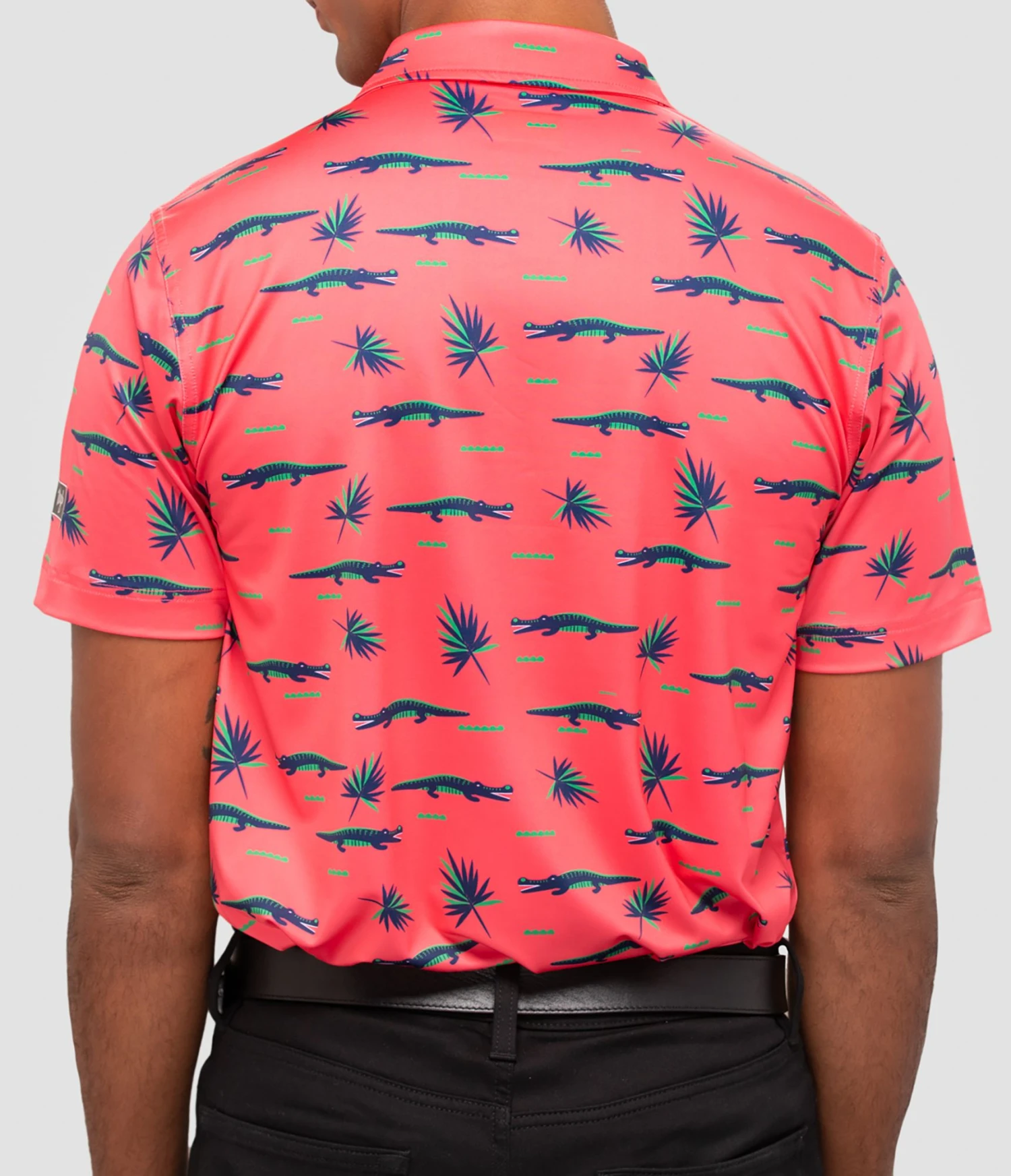 Waggle Men's Chubbs Golf Polo Pink/green 4 Waggle Men's Chubbs Golf Polo Pink/green - Image 2