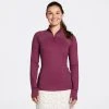 CALIA Women's Golf Perforated Long Sleeve 1/2 Zip Polo Ripe Boysenberry -Golf Apparel Shop unnamed file 649