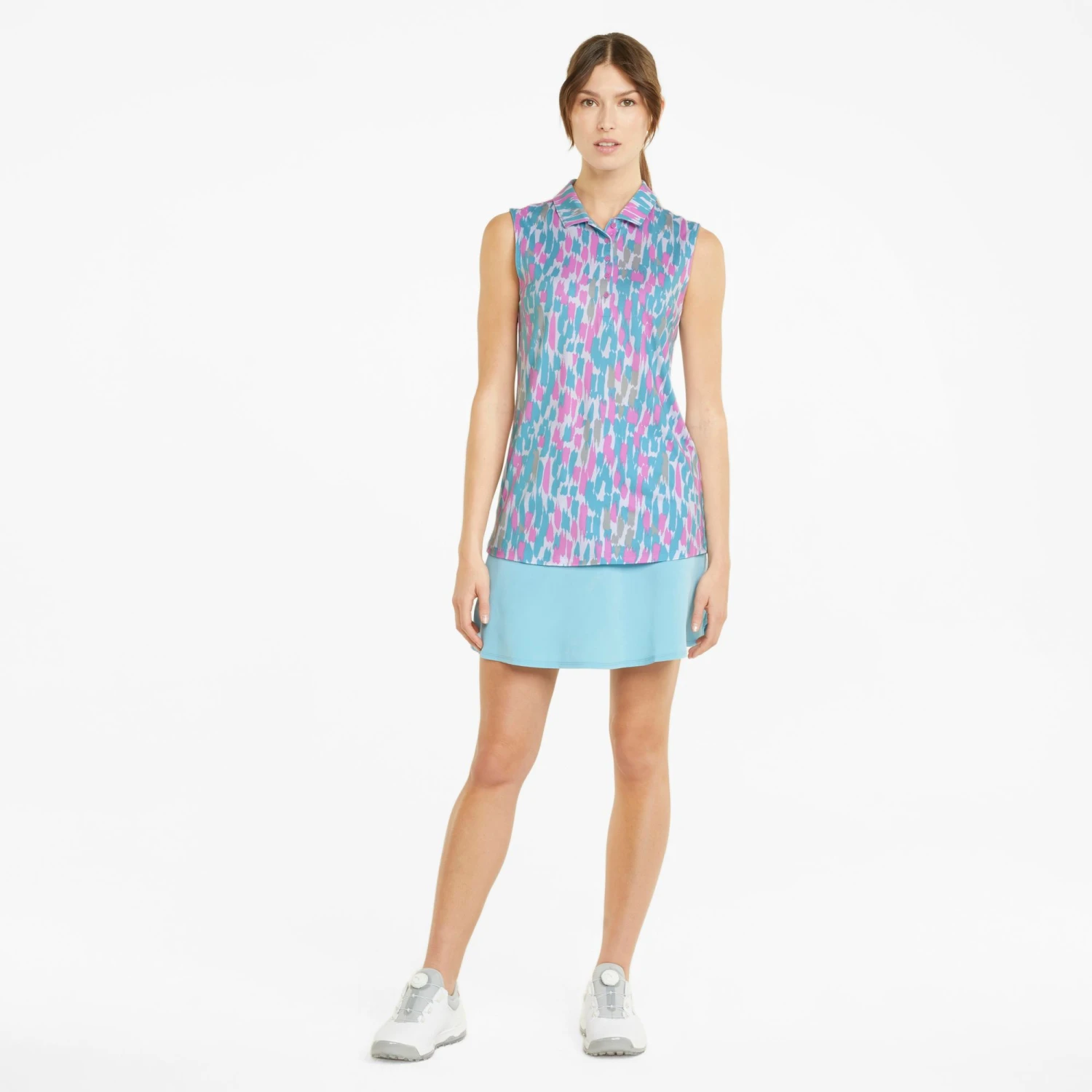 PUMA Women's CLOUDSPUN Three Brush Sleeveless Golf Polo Serenity/rapture Rose 4 PUMA Women's CLOUDSPUN Three Brush Sleeveless Golf Polo Serenity/rapture Rose - Image 2