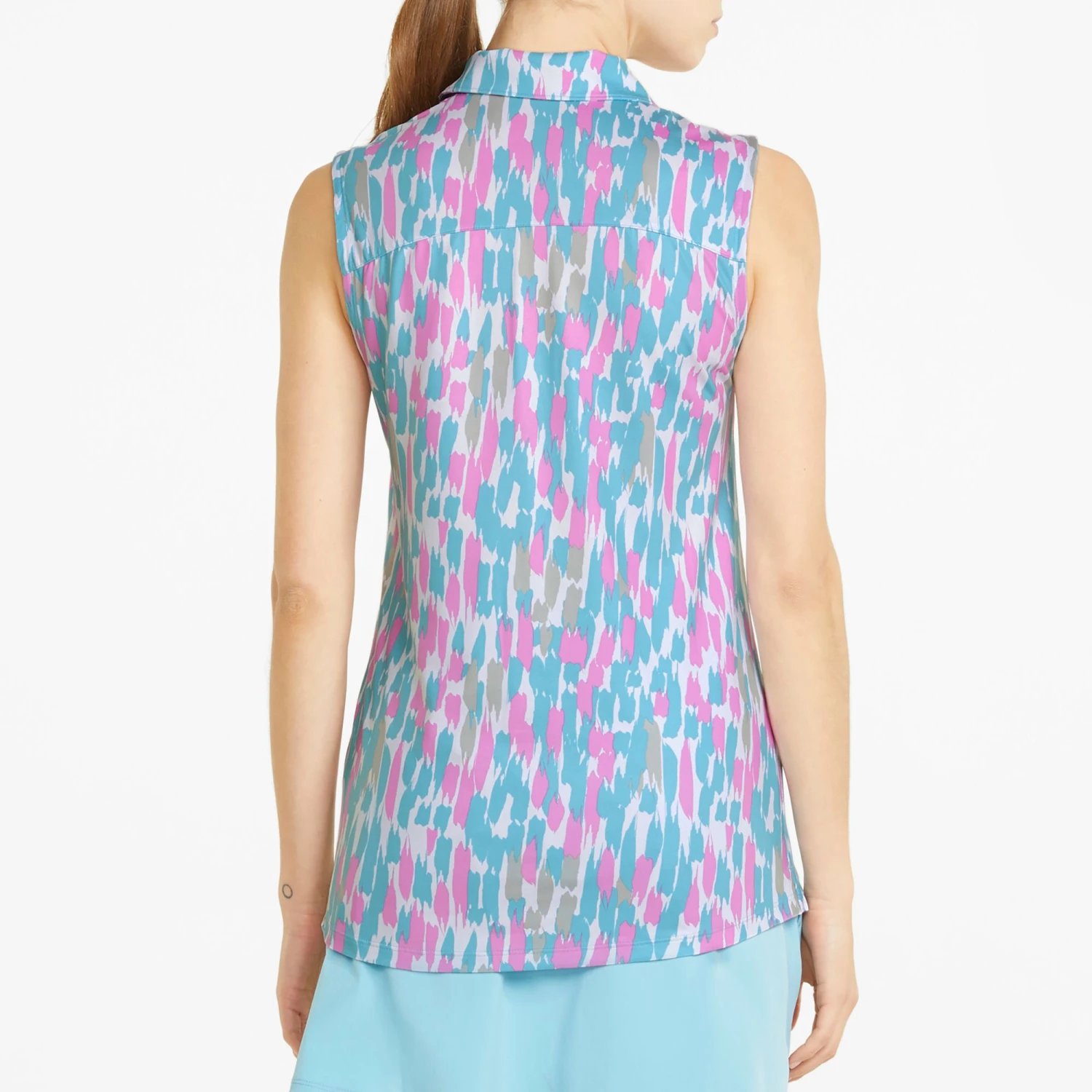 PUMA Women's CLOUDSPUN Three Brush Sleeveless Golf Polo Serenity/rapture Rose 5 PUMA Women's CLOUDSPUN Three Brush Sleeveless Golf Polo Serenity/rapture Rose - Image 3