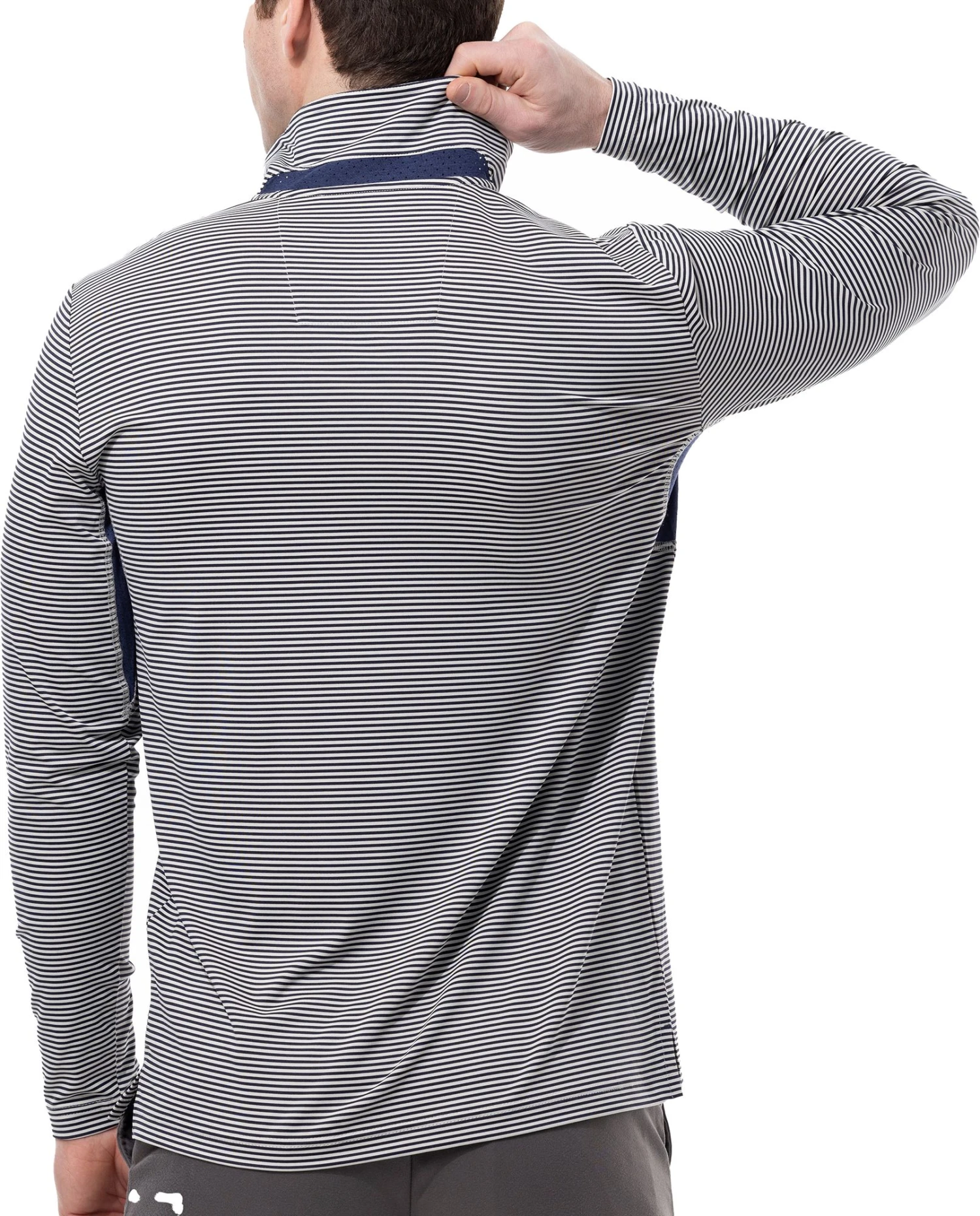 Sansoleil Men's Soltek Ice Long Sleeve Stripe Polo Vintage Blue/ink 4 Sansoleil Men's Soltek Ice Long Sleeve Stripe Polo Vintage Blue/ink - Image 2