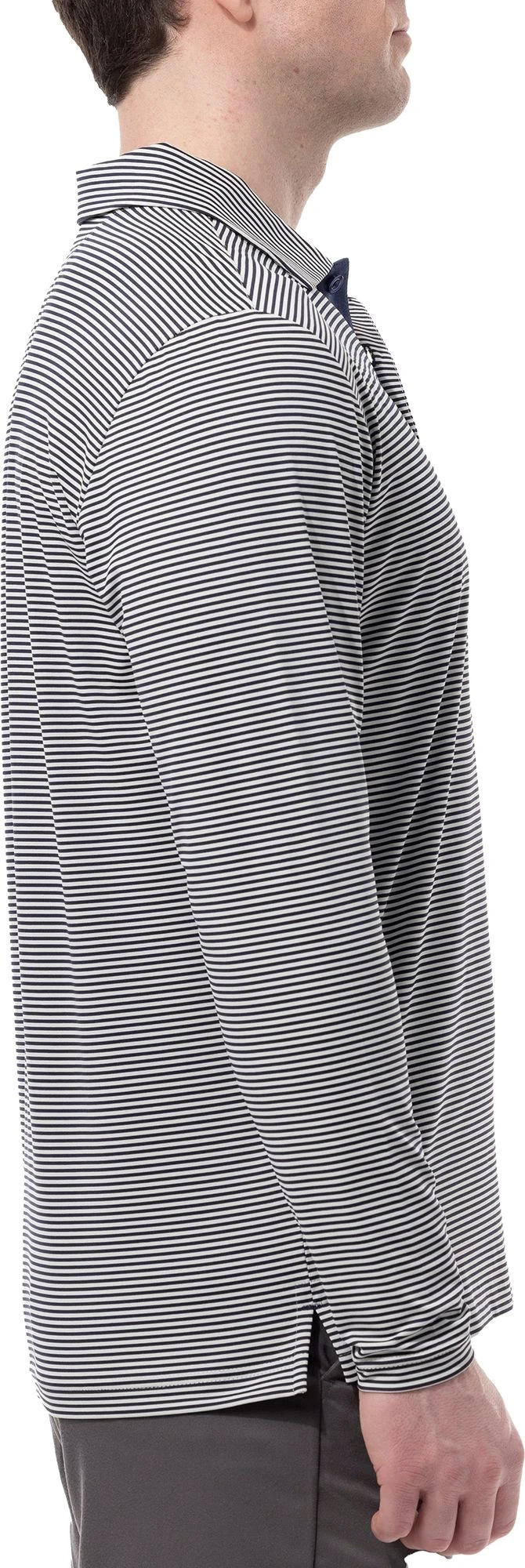 Sansoleil Men's Soltek Ice Long Sleeve Stripe Polo Vintage Blue/ink 5 Sansoleil Men's Soltek Ice Long Sleeve Stripe Polo Vintage Blue/ink - Image 3