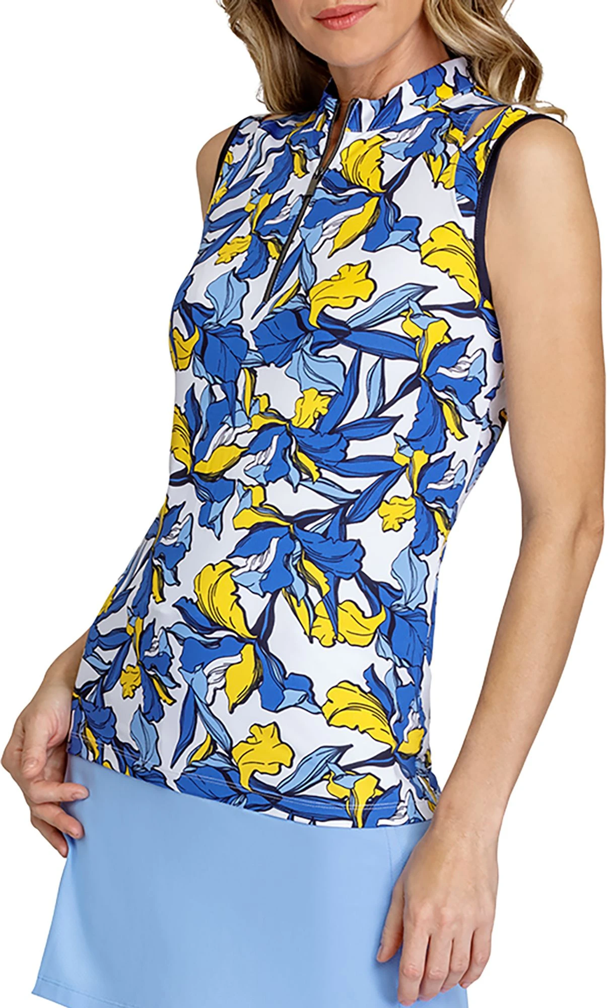 Tail Women's 1/4 Zip Sleeveless Floral Golf Shirt Trellis Dance 6 Tail Women's 1/4 Zip Sleeveless Floral Golf Shirt Trellis Dance - Image 4