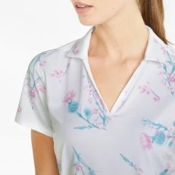 PUMA Women's Mattr Lowlands Golf Polo Bright White/mauve Pop -Golf Apparel Shop unnamed file 6718