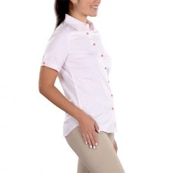 SwingDish Women's Caitlyn Button Up Golf Shirt Coral Pink -Golf Apparel Shop unnamed file 6774