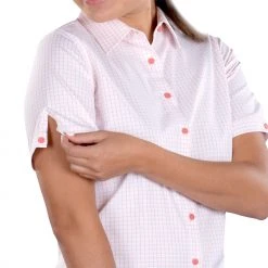 SwingDish Women's Caitlyn Button Up Golf Shirt Coral Pink -Golf Apparel Shop unnamed file 6776