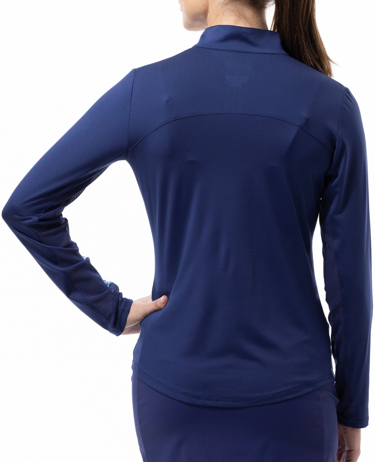 SanSoleil San Soleil Women's Solcool Color Block Long Sleeve Golf Shirt Draper Cornflower 4 SanSoleil San Soleil Women's Solcool Color Block Long Sleeve Golf Shirt Draper Cornflower - Image 2