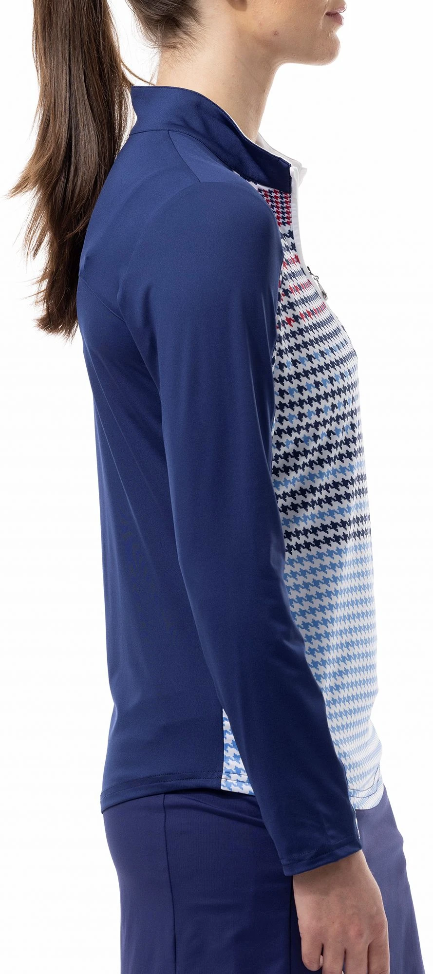 SanSoleil San Soleil Women's Solcool Color Block Long Sleeve Golf Shirt Draper Cornflower 5 SanSoleil San Soleil Women's Solcool Color Block Long Sleeve Golf Shirt Draper Cornflower - Image 3