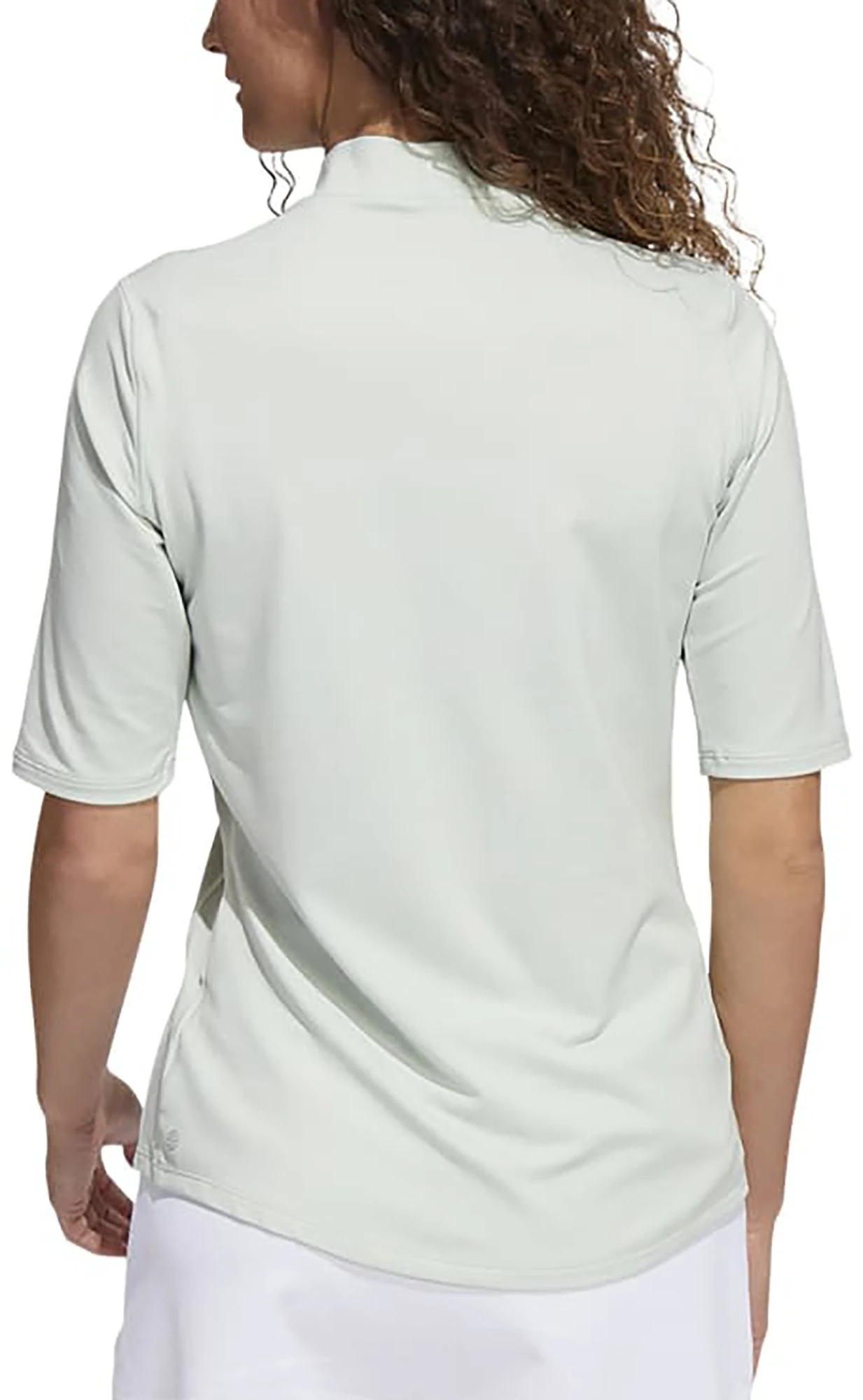 Adidas Women's Essentials Mock Neck Golf Polo Linen Green 5 Adidas Women's Essentials Mock Neck Golf Polo Linen Green - Image 3