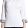 Sport Haley Women's Holly 3/4 Sleeves 1/4 Zip Golf Polo White -Golf Apparel Shop unnamed file 6951