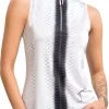 Jamie Sadock Women's Sleeveless Habu Print Mock Neck Golf Polo Sugar -Golf Apparel Shop unnamed file 6972