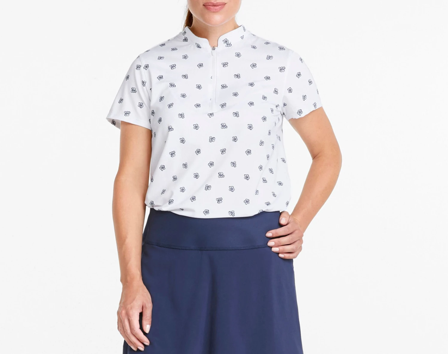 PUMA Women's MATTR Hibiscus Golf Polo Bright White/navy Blazer 6 PUMA Women's MATTR Hibiscus Golf Polo Bright White/navy Blazer - Image 4