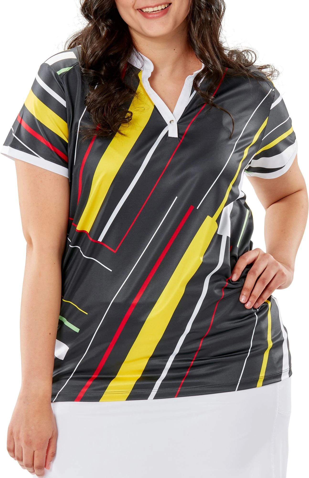 Nancy Lopez Golf Nancy Lopez Women's Sprite Short Sleeve Golf Polo White Multi 5 Nancy Lopez Golf Nancy Lopez Women's Sprite Short Sleeve Golf Polo White Multi - Image 3