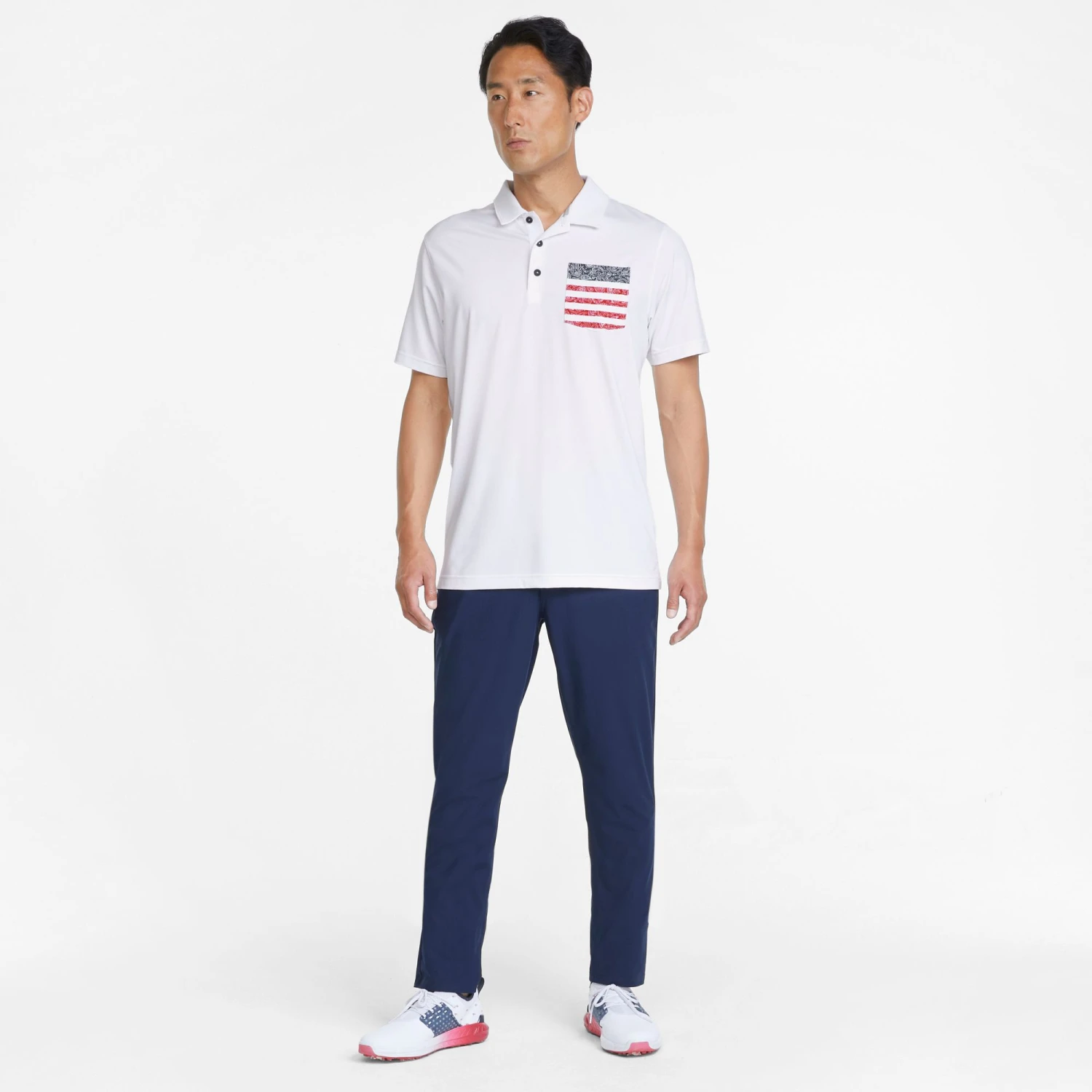 PUMA Men's Volition Paisley Pocket Golf Polo Bright White/ski Patrol 4 PUMA Men's Volition Paisley Pocket Golf Polo Bright White/ski Patrol - Image 2