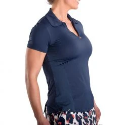 SwingDish Women's Kaye Short Sleeve Golf Polo Navy -Golf Apparel Shop unnamed file 7655