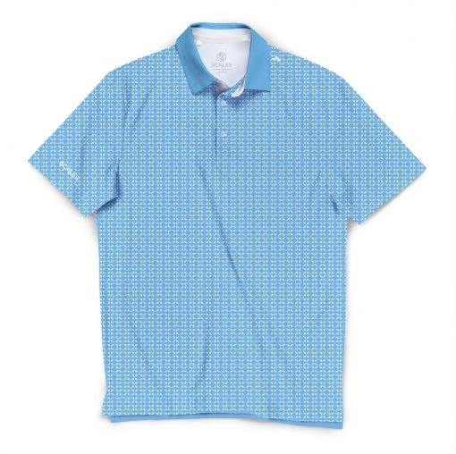 SCALES Men's Nautical Sail Golf Polo Powder Blue