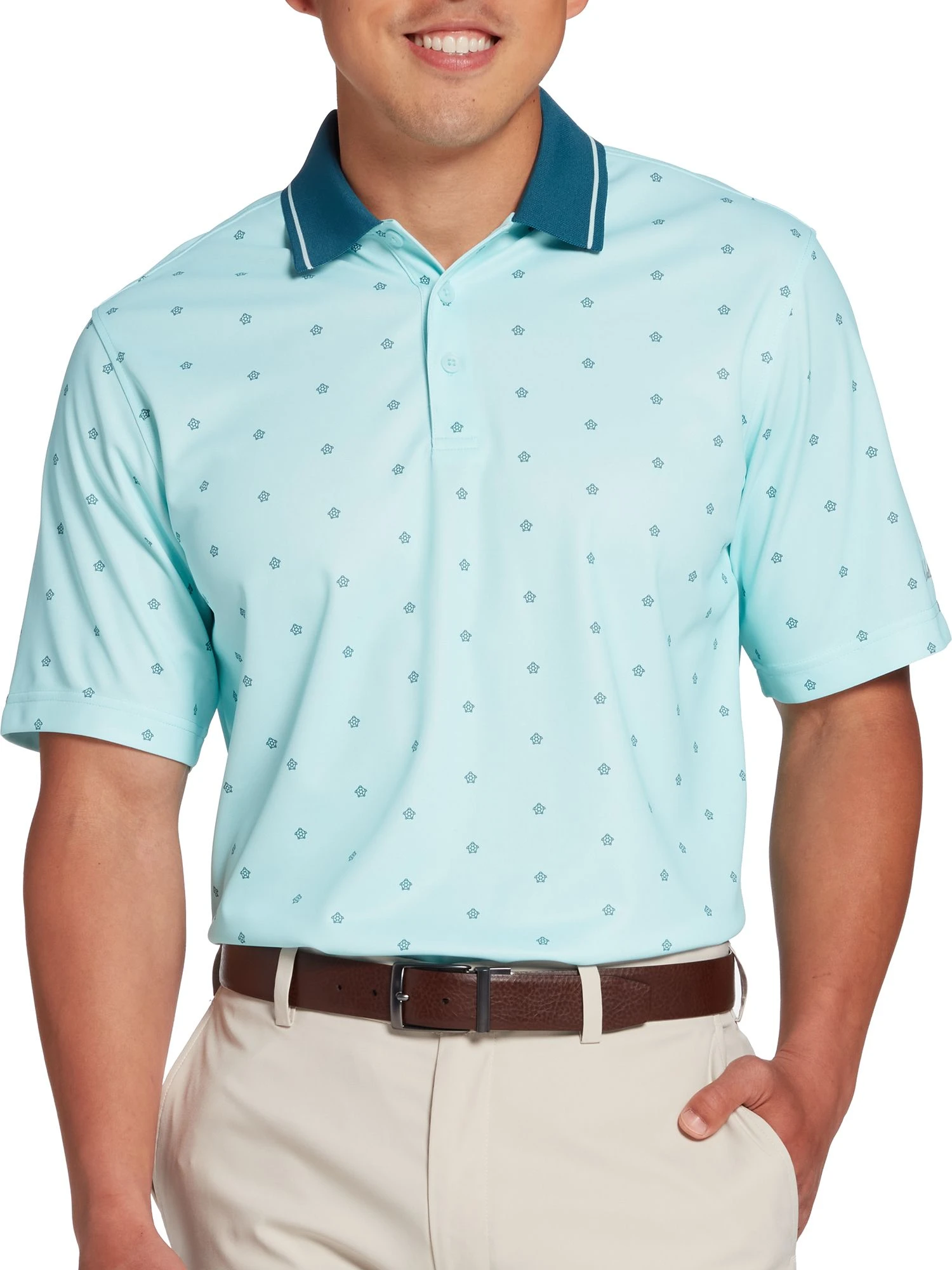 Walter Hagen Men's Perfect 11 Turtle Print Golf Polo Turtle Blue Frost 3 Walter Hagen Men's Perfect 11 Turtle Print Golf Polo Turtle Blue Frost