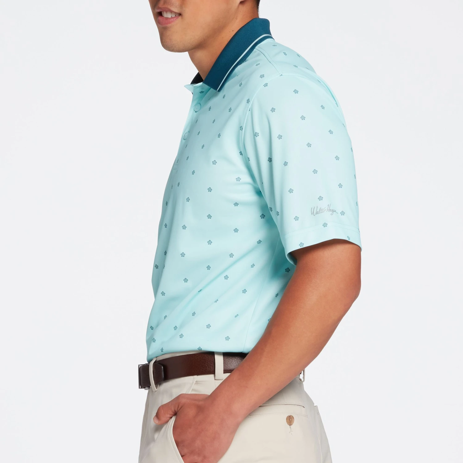Walter Hagen Men's Perfect 11 Turtle Print Golf Polo Turtle Blue Frost 6 Walter Hagen Men's Perfect 11 Turtle Print Golf Polo Turtle Blue Frost - Image 4