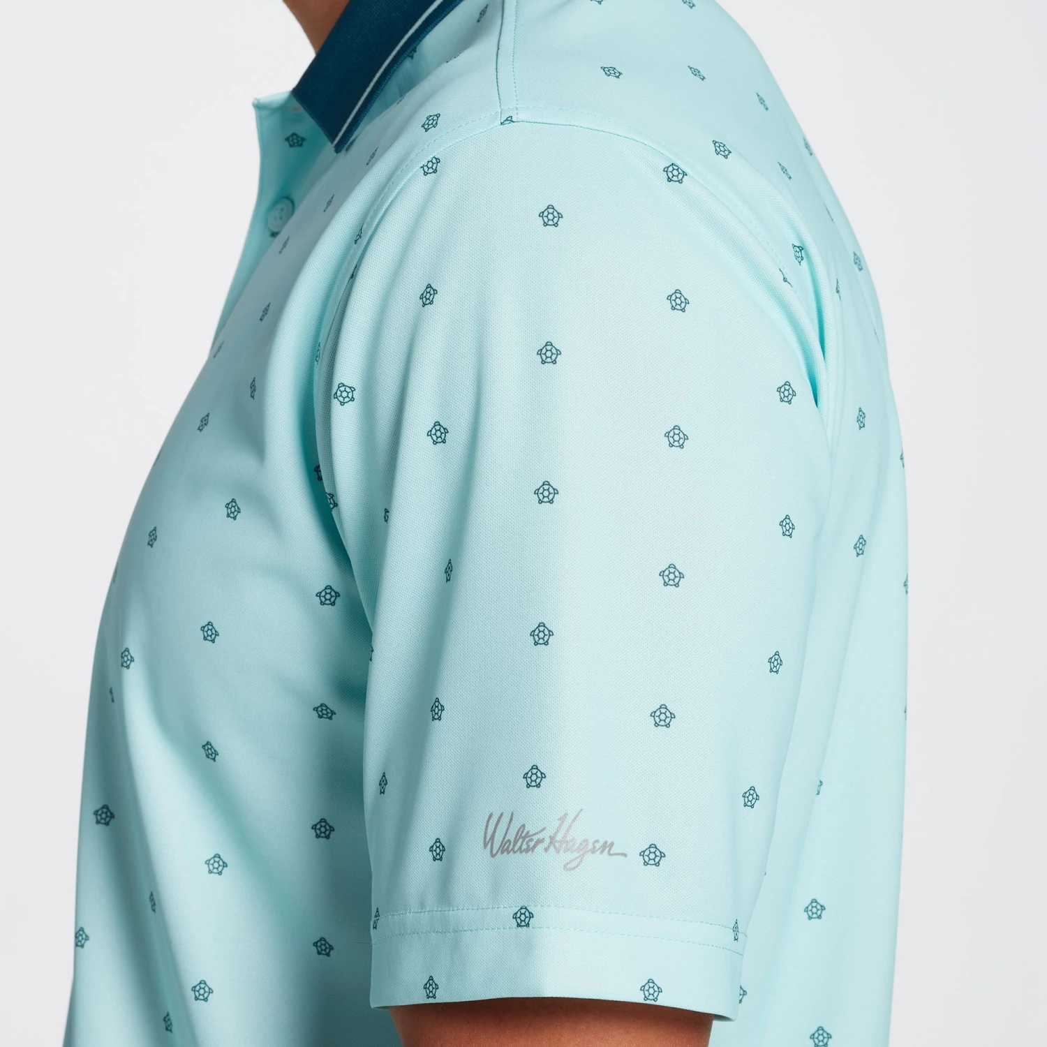 Walter Hagen Men's Perfect 11 Turtle Print Golf Polo Turtle Blue Frost 7 Walter Hagen Men's Perfect 11 Turtle Print Golf Polo Turtle Blue Frost - Image 5