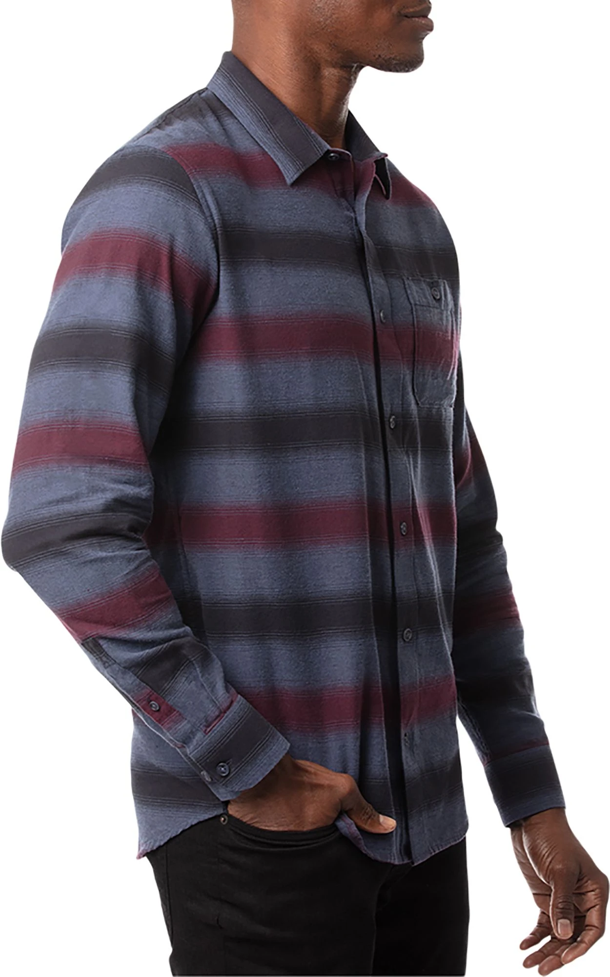 TravisMathew Men's On And On Button-Up Flannel Golf Shirt Blue Night 5 TravisMathew Men's On And On Button-Up Flannel Golf Shirt Blue Night - Image 3