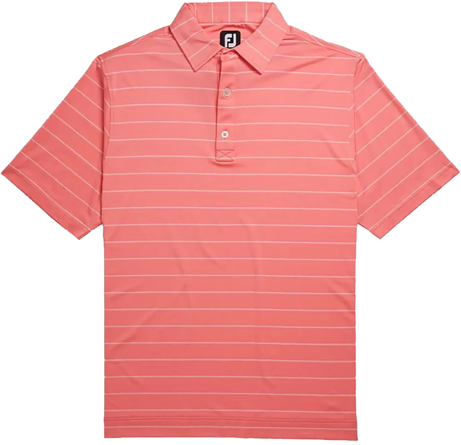 FootJoy Men's Lisle Feeder Stripe Self Collar Golf Polo Watermelon/white 6 FootJoy Men's Lisle Feeder Stripe Self Collar Golf Polo Watermelon/white - Image 4