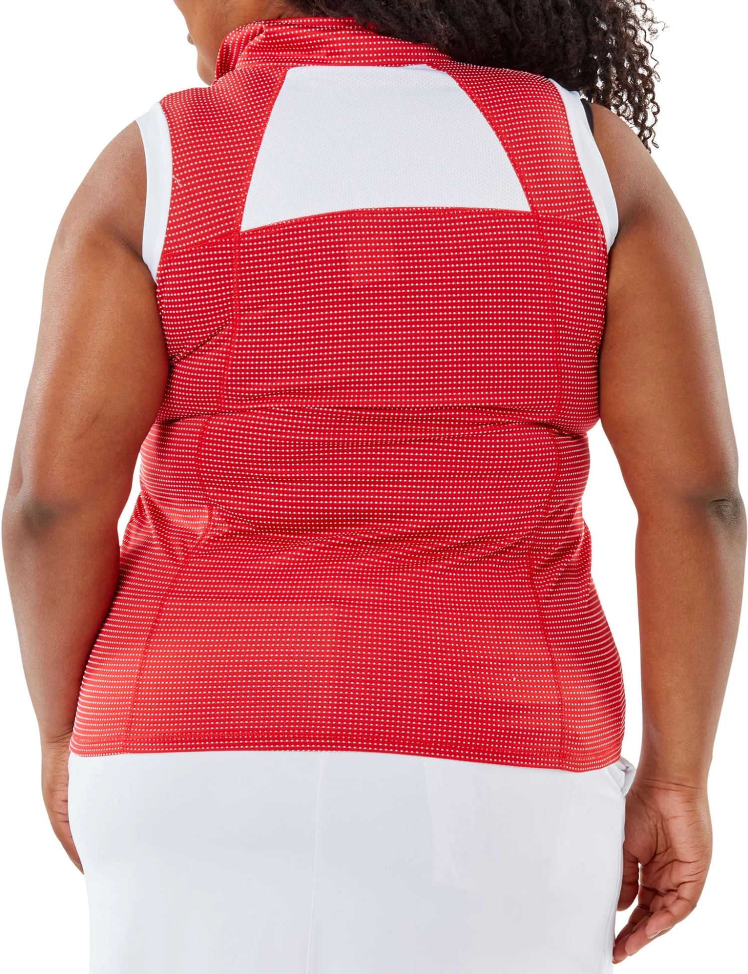 Nancy Lopez Golf Nancy Lopez Women's Zone Sleeveless Polo Cherry/white 4 Nancy Lopez Golf Nancy Lopez Women's Zone Sleeveless Polo Cherry/white - Image 2