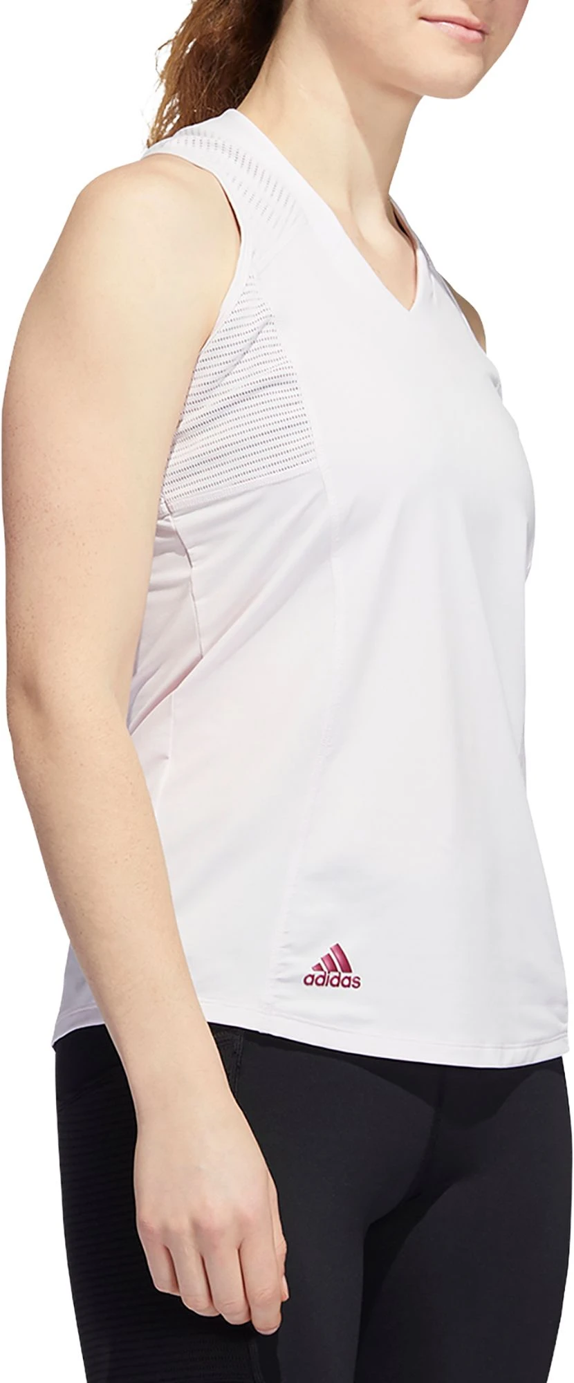 Adidas Women's HEAT.RDY Sleeveless Golf Polo Almost Pink 6 Adidas Women's HEAT.RDY Sleeveless Golf Polo Almost Pink - Image 4