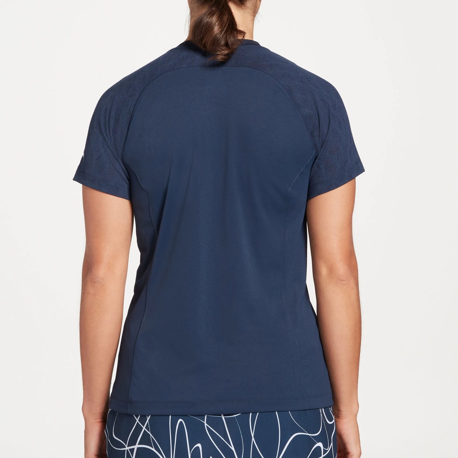 Slazenger Women's Jacquard Short Sleeve Golf Polo Navy 5 Slazenger Women's Jacquard Short Sleeve Golf Polo Navy - Image 3