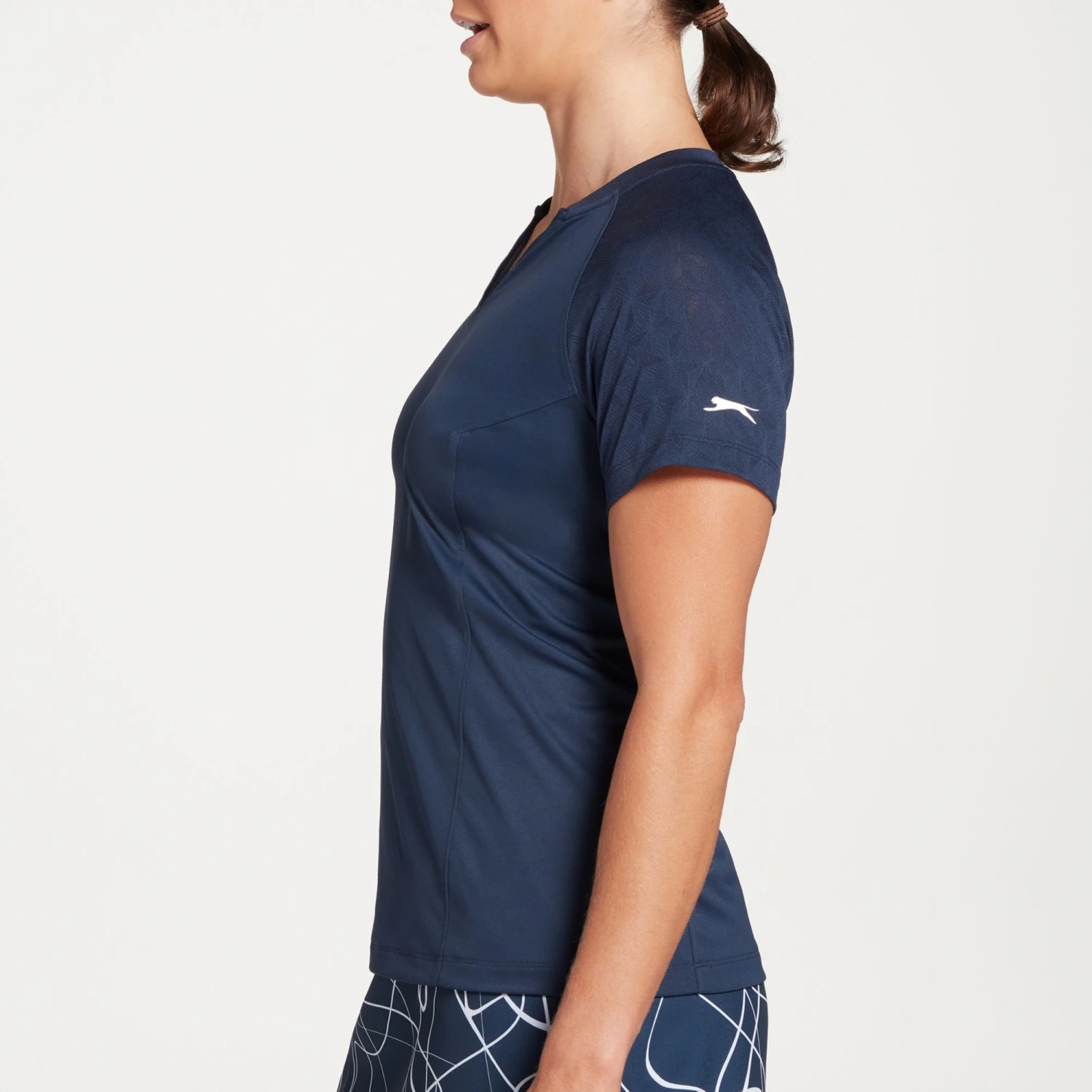 Slazenger Women's Jacquard Short Sleeve Golf Polo Navy 6 Slazenger Women's Jacquard Short Sleeve Golf Polo Navy - Image 4