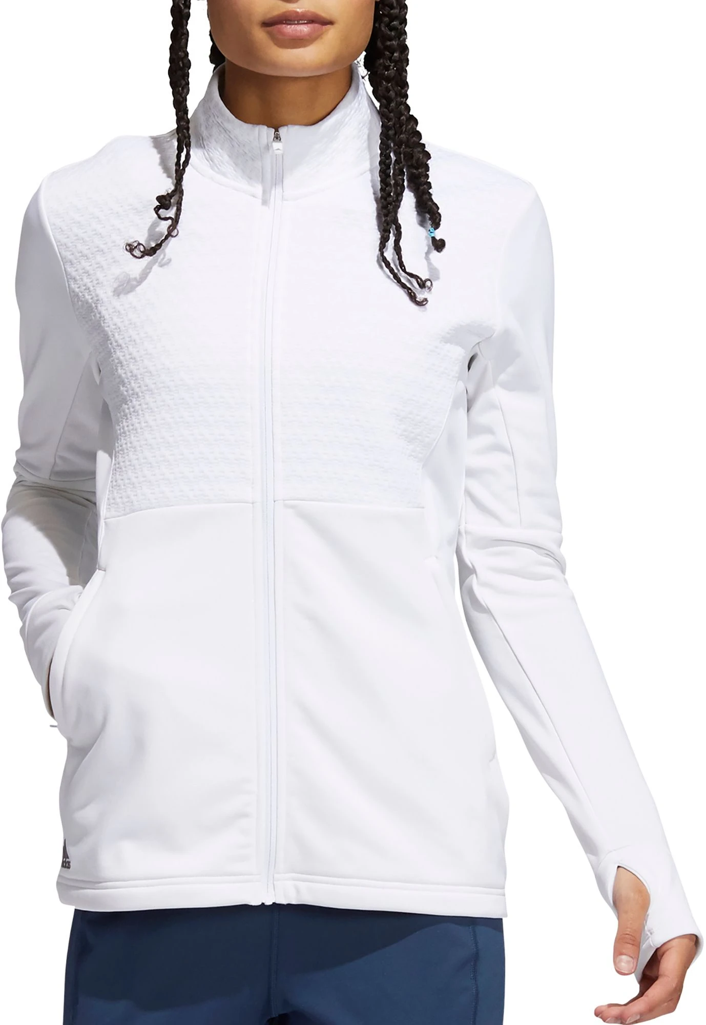 Adidas Women's Primegreen COLD.RDY Full Zip Golf Jacket White 3 Adidas Women's Primegreen COLD.RDY Full Zip Golf Jacket White