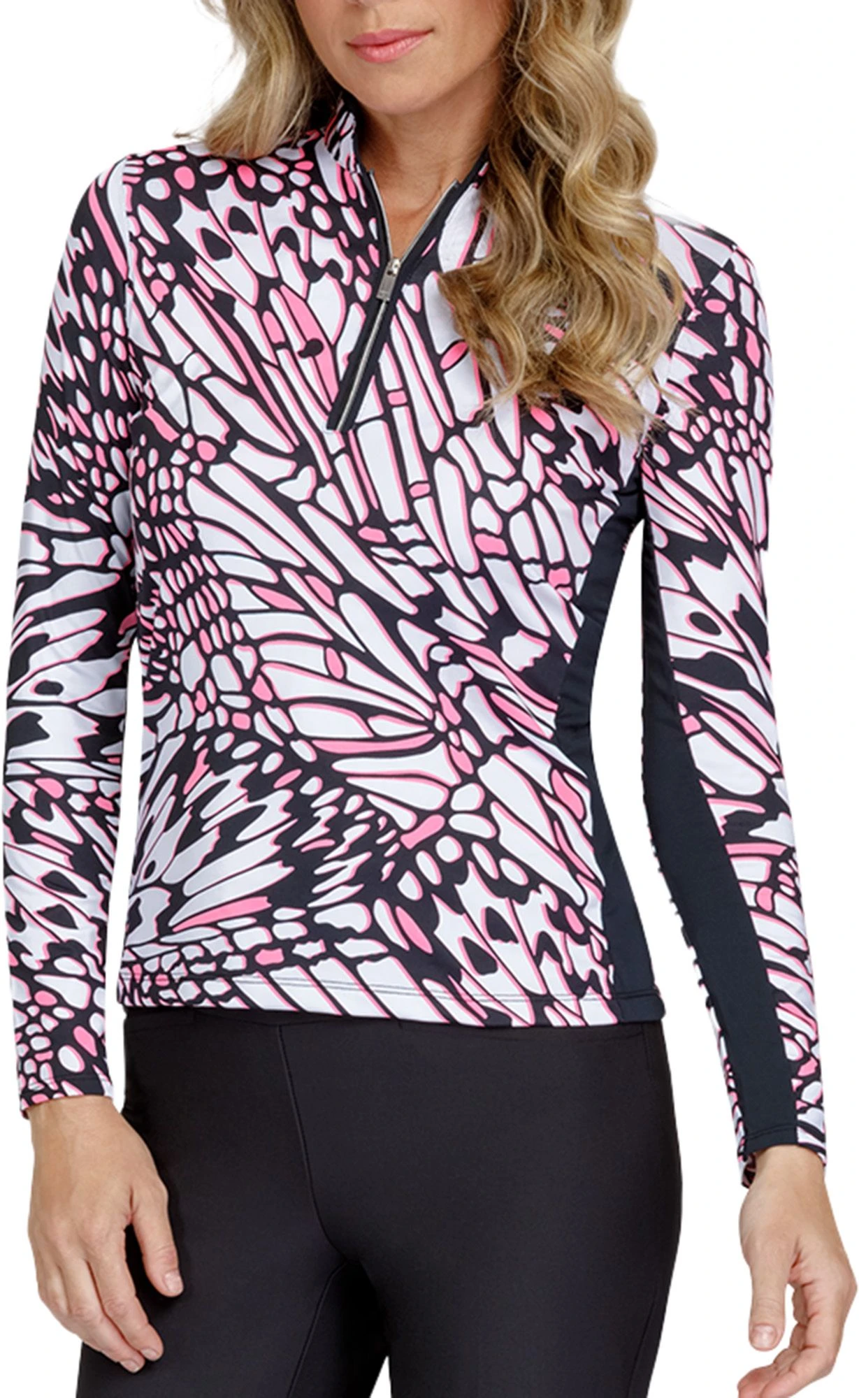 Tail Women's Mini Mandarin Mock Neck Long Sleeve Golf Shirt Monarch Spritzer 3 Tail Women's Mini Mandarin Mock Neck Long Sleeve Golf Shirt Monarch Spritzer