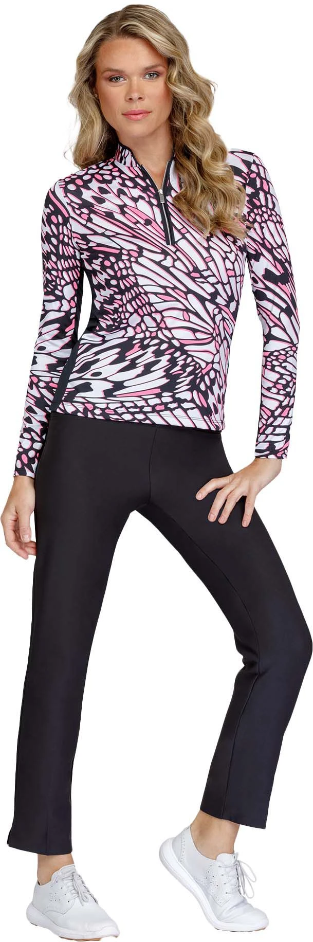 Tail Women's Mini Mandarin Mock Neck Long Sleeve Golf Shirt Monarch Spritzer 4 Tail Women's Mini Mandarin Mock Neck Long Sleeve Golf Shirt Monarch Spritzer - Image 2