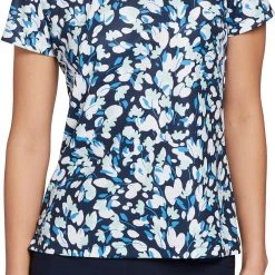 Lady Hagen Women's Short Sleeve Crewneck Golf Shirt Pin Dot Navy