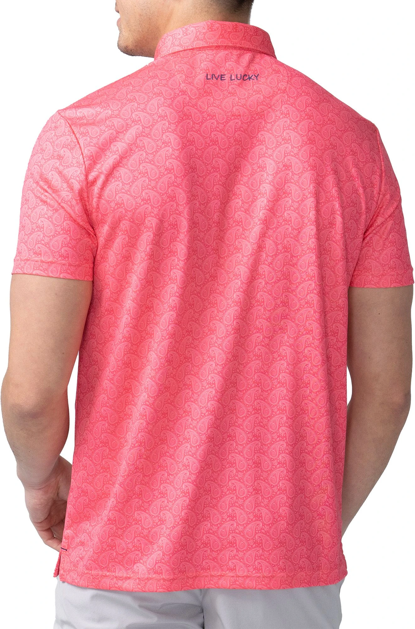 Black Clover Men's Paisley Golf Polo Psych Pink 4 Black Clover Men's Paisley Golf Polo Psych Pink - Image 2