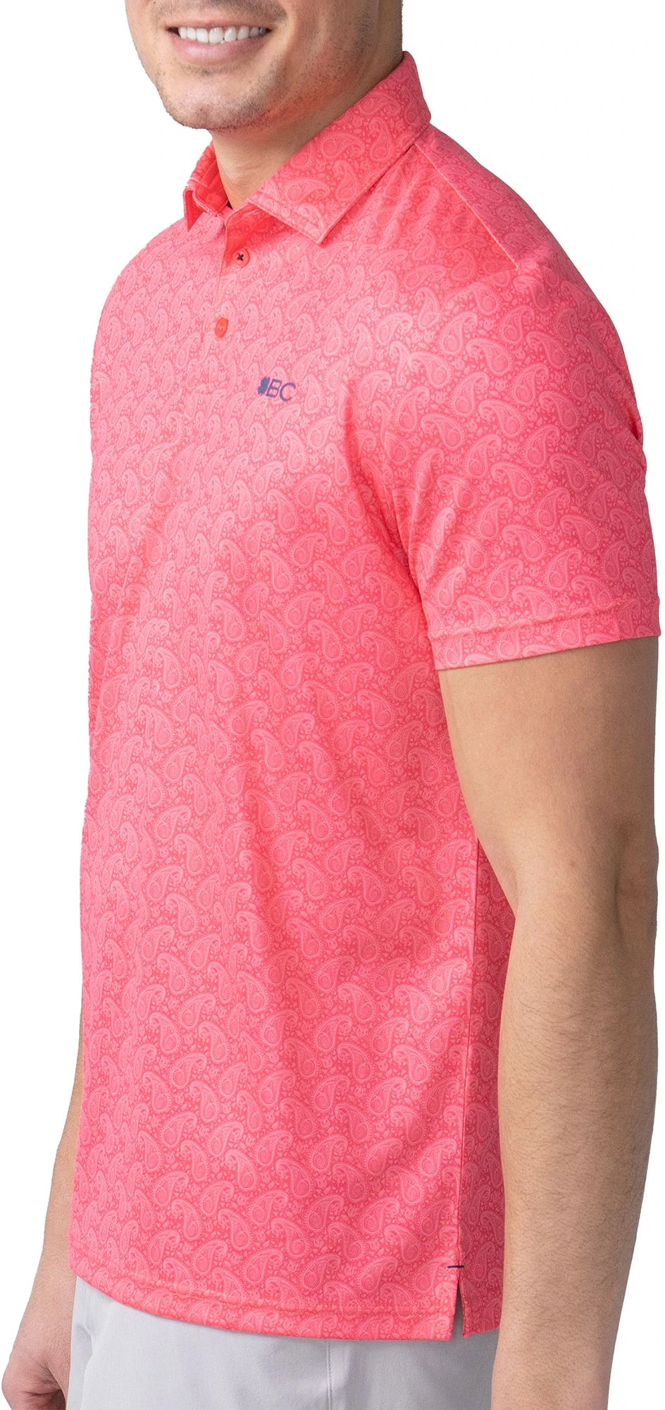 Black Clover Men's Paisley Golf Polo Psych Pink 5 Black Clover Men's Paisley Golf Polo Psych Pink - Image 3