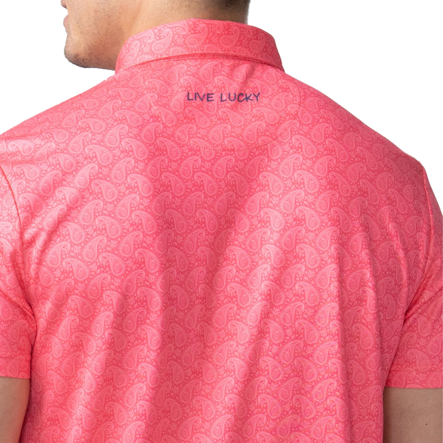 Black Clover Men's Paisley Golf Polo Psych Pink 6 Black Clover Men's Paisley Golf Polo Psych Pink - Image 4