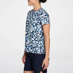 Lady Hagen Women's Short Sleeve Crewneck Golf Shirt Pin Dot Navy -Golf Apparel Shop unnamed file 804