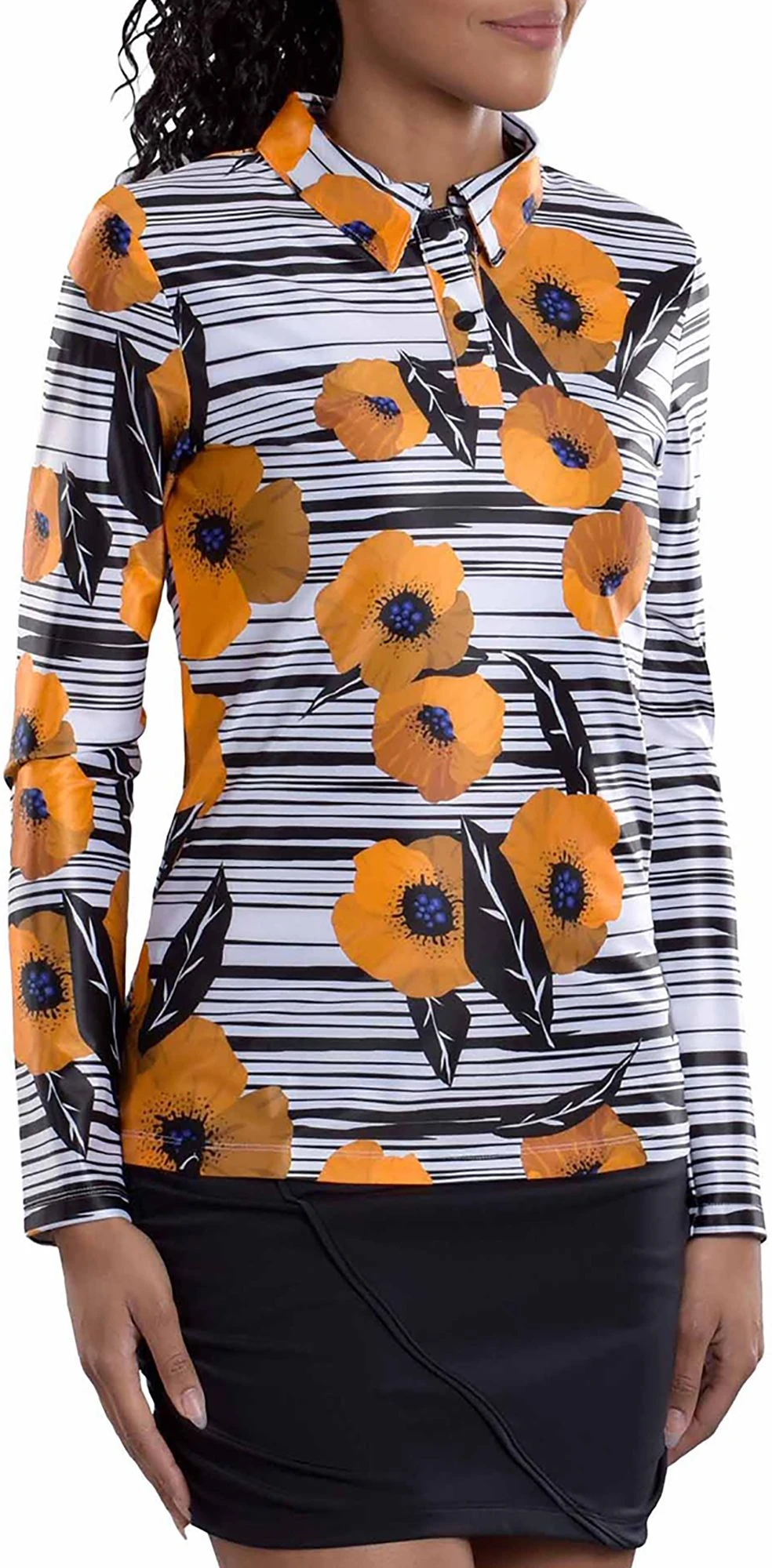 SwingDish Women's Rhonda Printed Long Sleeve Golf Polo 3 SwingDish Women's Rhonda Printed Long Sleeve Golf Polo