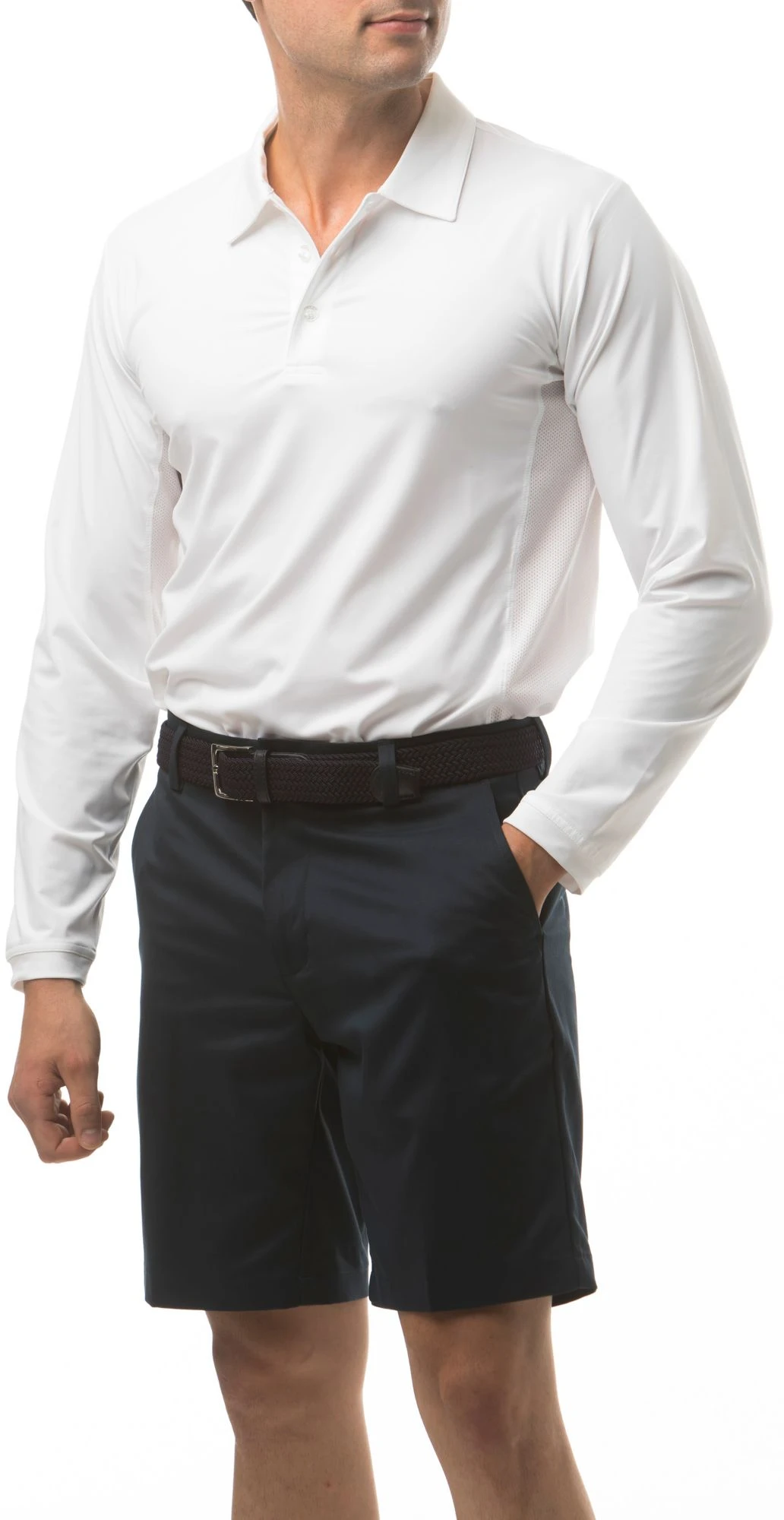 Sansoleil Men's Long Sleeve Golf Polo White 3 Sansoleil Men's Long Sleeve Golf Polo White