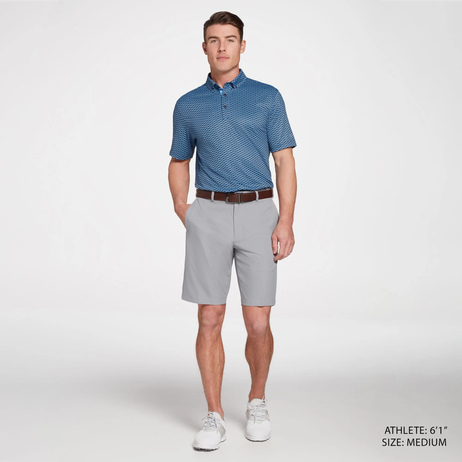 Walter Hagen Men's Perfect 11 Scales Print Golf Polo Scales Daybreak Blue 4 Walter Hagen Men's Perfect 11 Scales Print Golf Polo Scales Daybreak Blue - Image 2