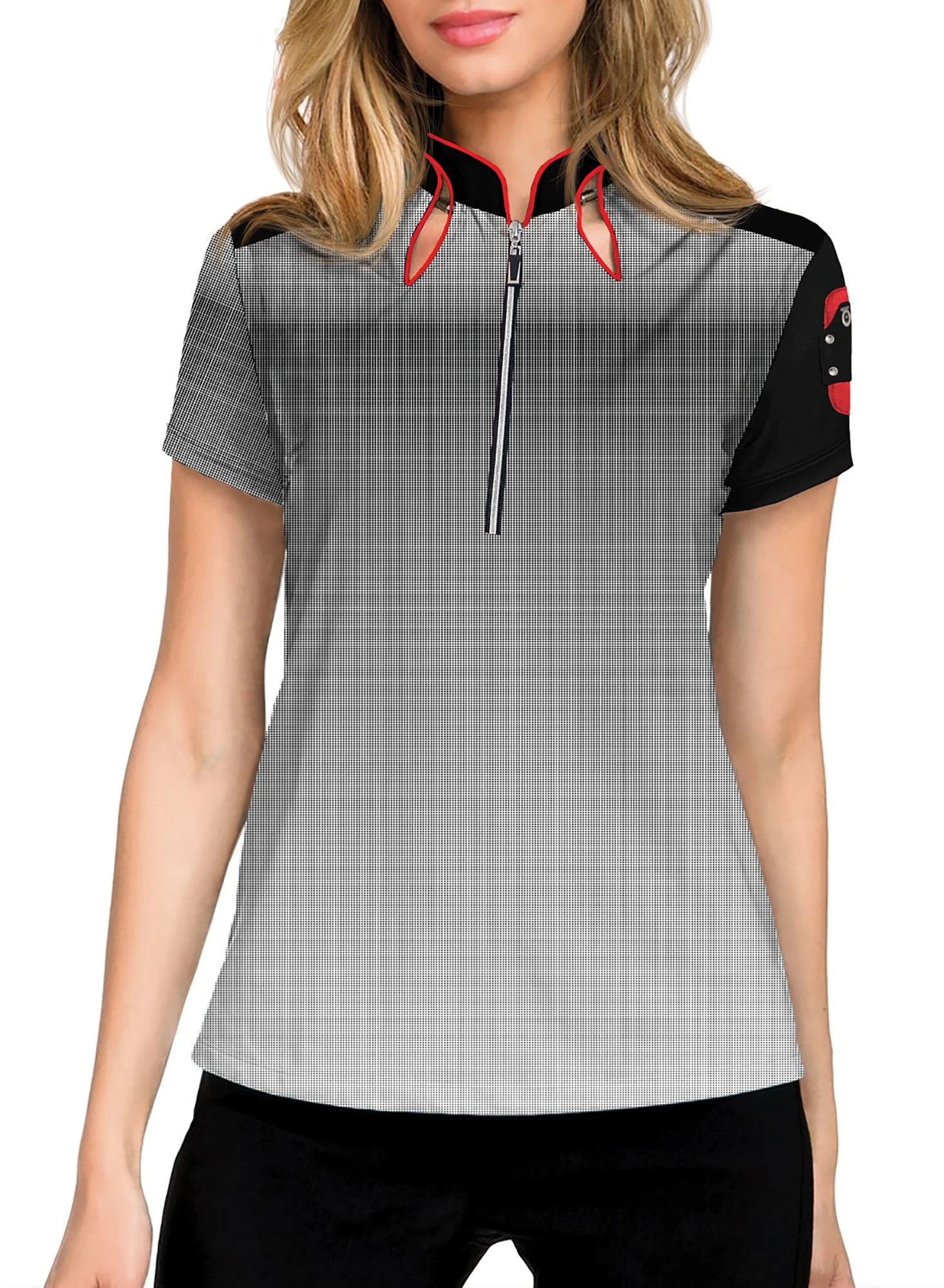 Jamie Sadock Women's Sunrise 1/4 Zip Golf Polo Jet 3 Jamie Sadock Women's Sunrise 1/4 Zip Golf Polo Jet