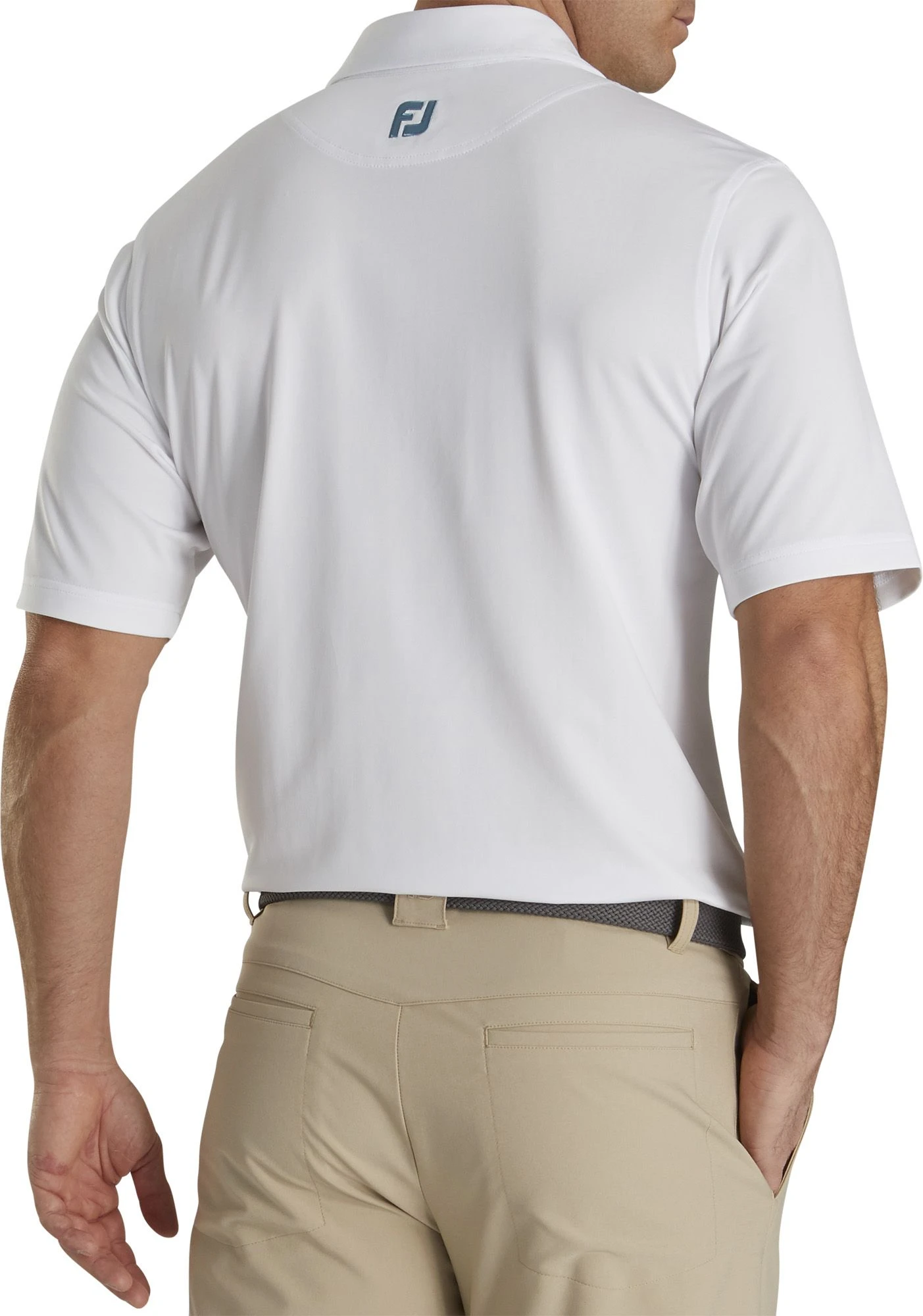 FootJoy Men's Lisle Chestband Golf Polo White/cape Red/storm Blue 4 FootJoy Men's Lisle Chestband Golf Polo White/cape Red/storm Blue - Image 2