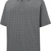 FootJoy Men's Lisle Open Weave Print Short Sleeve Golf Polo Coal/white