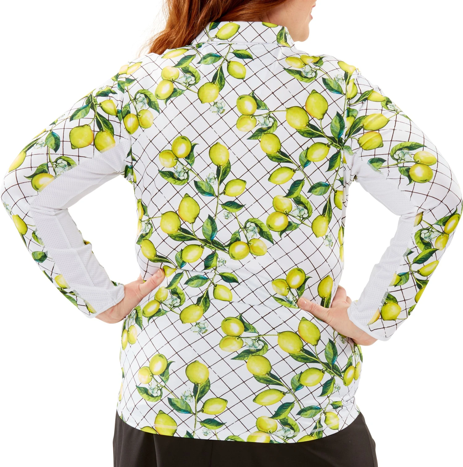 Nancy Lopez Golf Nancy Lopez Women's Balance Long Sleeve Golf Shirt White Multi Tart Print 6 Nancy Lopez Golf Nancy Lopez Women's Balance Long Sleeve Golf Shirt White Multi Tart Print - Image 4