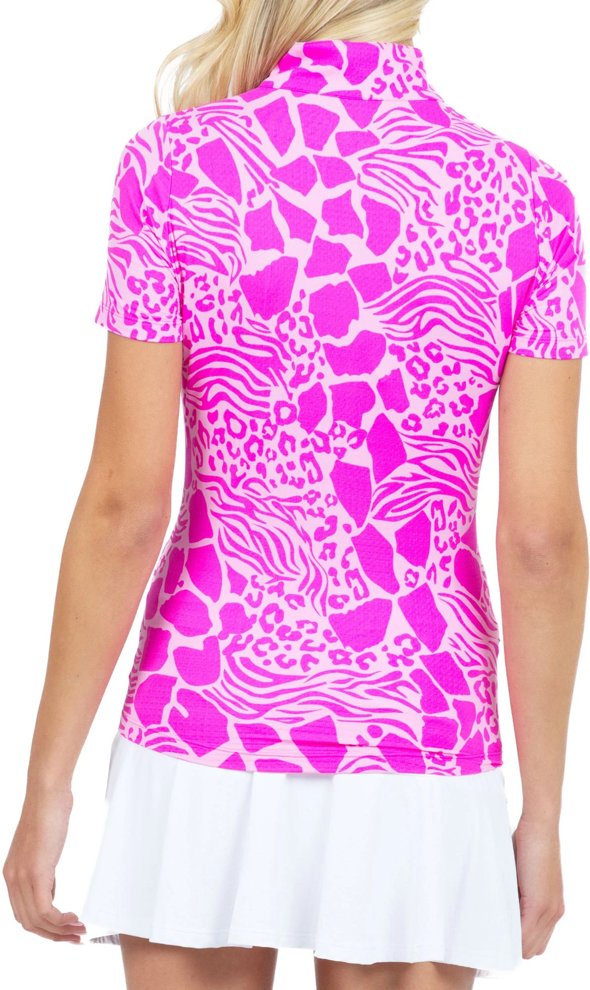 IBKUL Women's Bianca Short Sleeve Mock Neck Golf Sun Shirt Bianca Hot Pink/candy Pnk 4 IBKUL Women's Bianca Short Sleeve Mock Neck Golf Sun Shirt Bianca Hot Pink/candy Pnk - Image 2