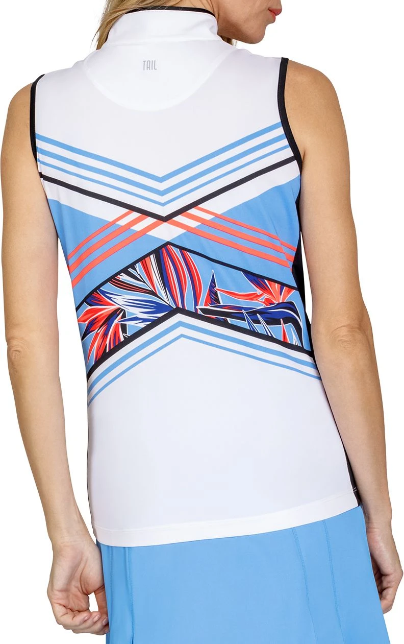 Tail Women's Akiko Sleeveless Golf Polo Pajaro Parallels 5 Tail Women's Akiko Sleeveless Golf Polo Pajaro Parallels - Image 3