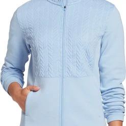 Lady Hagen Women's Cable Knit Full-Zip Golf Jacket Black